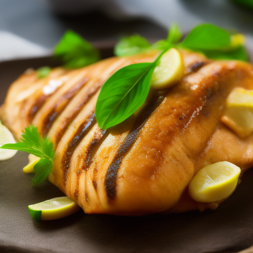 Delicioso Pescado a la Parrilla con Aceitunas y Limón

