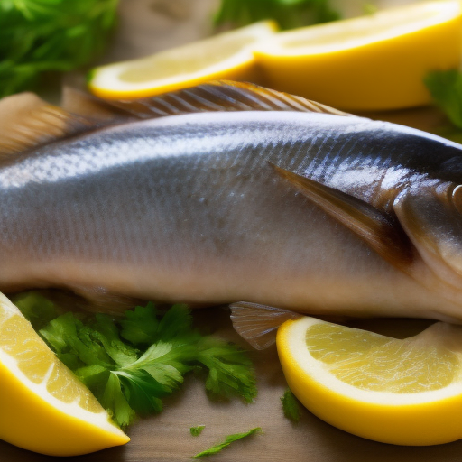 Receta italiana de pescado al horno con limón y perejil.

